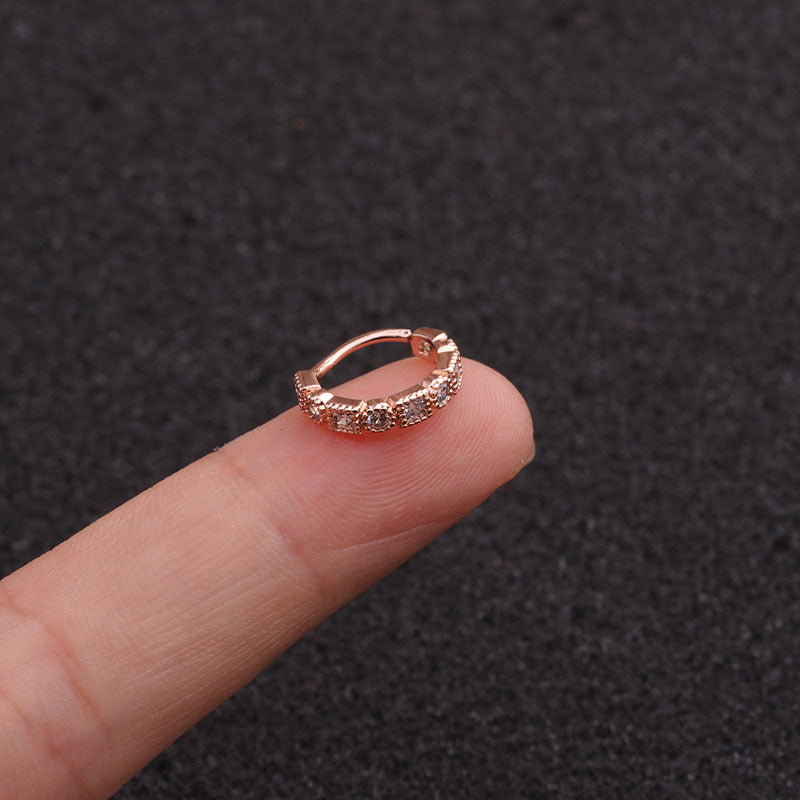 18K Gold Plated CZ Small Hoop Nose Rings