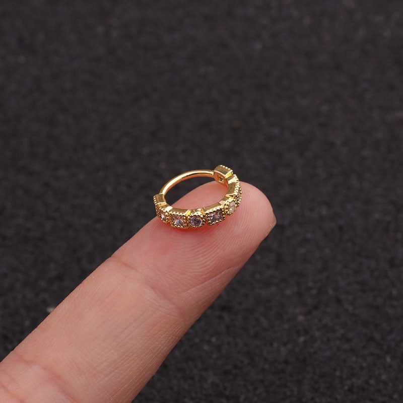 18K Gold Plated CZ Small Hoop Nose Rings