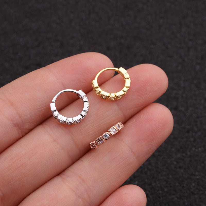 18K Gold Plated CZ Small Hoop Nose Rings