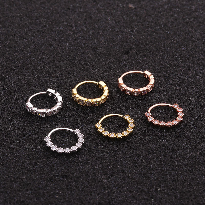 18K Gold Plated CZ Small Hoop Nose Rings