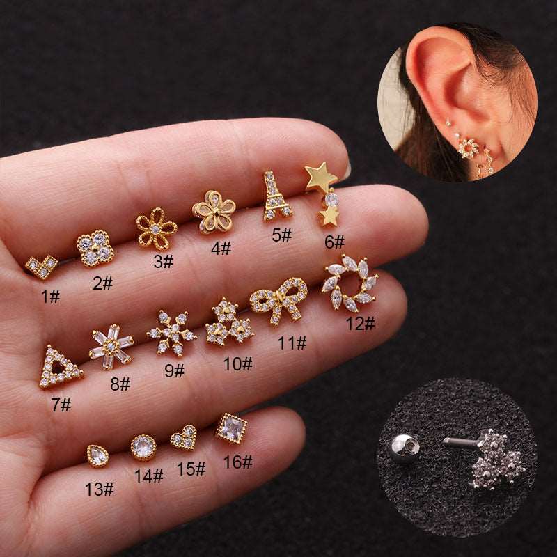 16G Cartilage Tiny Stud Earring, Heart Stud Earrings