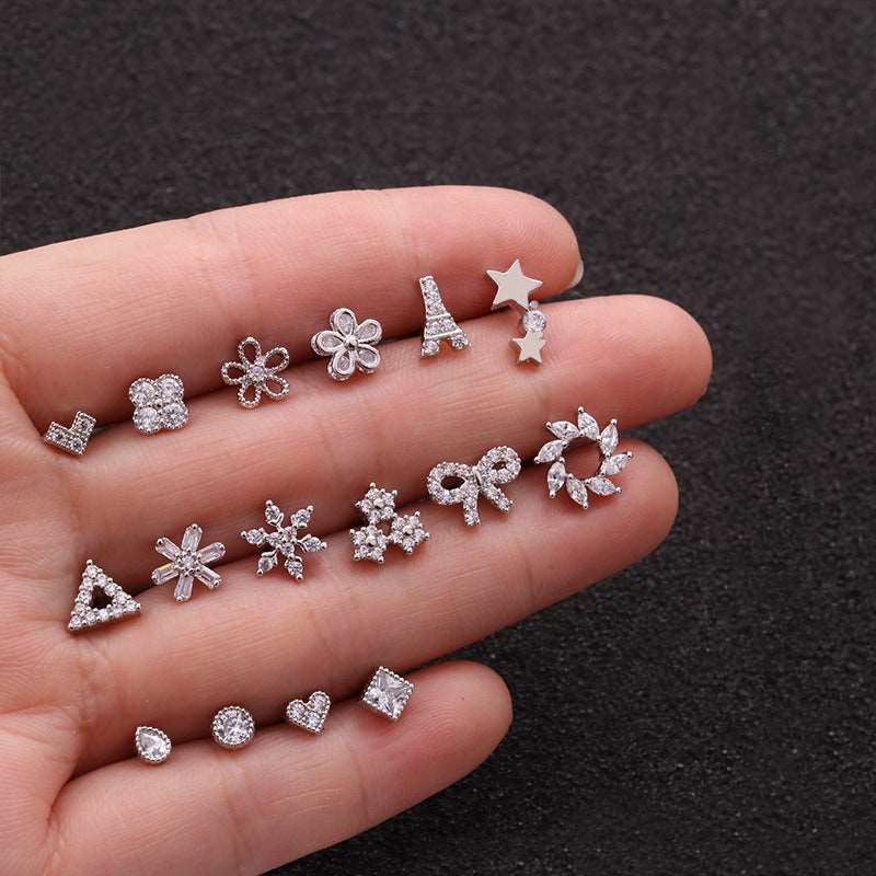 16G Cartilage Tiny Stud Earring, Heart Stud Earrings