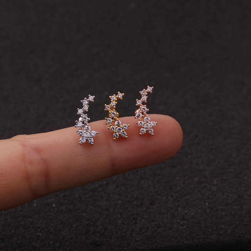 cartilage earrings, piercing jewelry, cartilage piercing, body jewelry, helix piercing, helix earrings, tragus piercing, leaf earrings, flower earrings