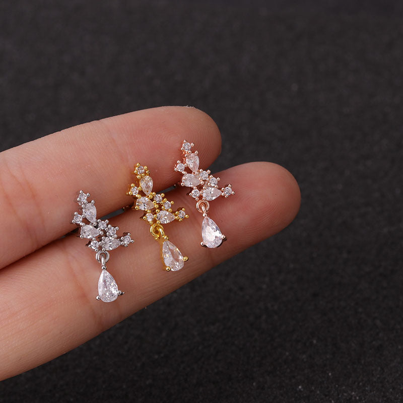 cartilage earrings, piercing jewelry, cartilage piercing, body jewelry, helix piercing, helix earrings, tragus piercing, leaf earrings, flower earrings