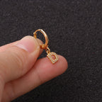 18K Gold Initial Dangle Earrings Alphabet Small Hoop | HSPJ1990