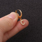 18K Gold Initial Dangle Earrings Alphabet Small Hoop | HSPJ1990