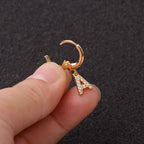 18K Gold Initial Dangle Earrings Alphabet Small Hoop | HSPJ1990