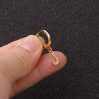 18K Gold Initial Dangle Earrings Alphabet Small Hoop | HSPJ1990