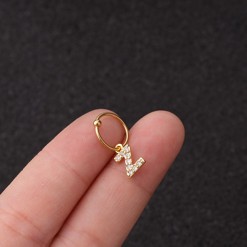 20G Surgical Steel Letter Dangle Hoop Earrings, Hoop Earrings | HSPJ1991