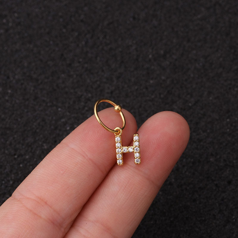 20G Surgical Steel Letter Dangle Hoop Earrings, Hoop Earrings | HSPJ1991