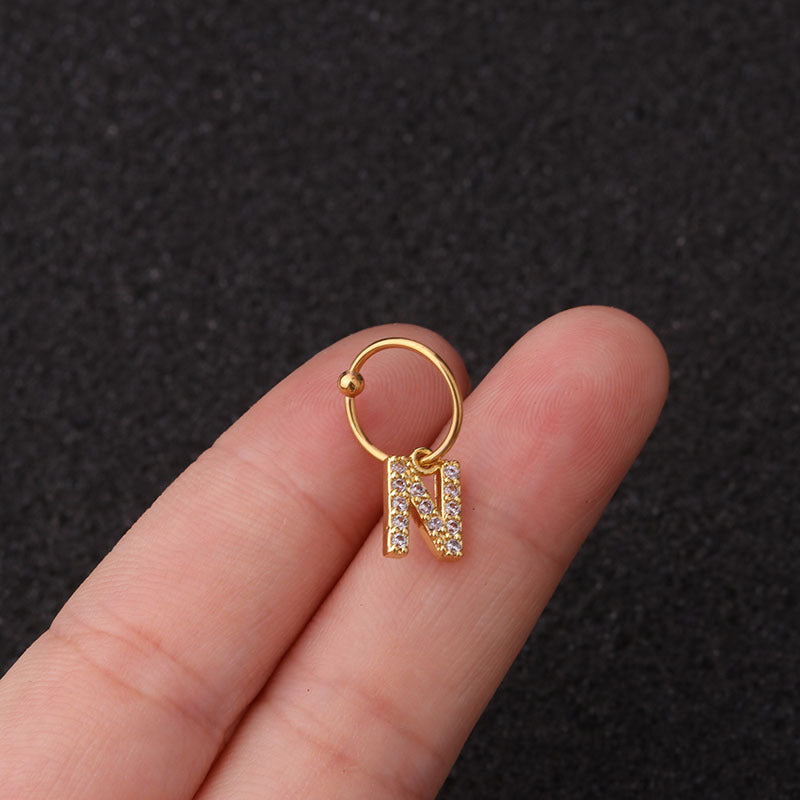 20G Surgical Steel Letter Dangle Hoop Earrings, Hoop Earrings | HSPJ1991