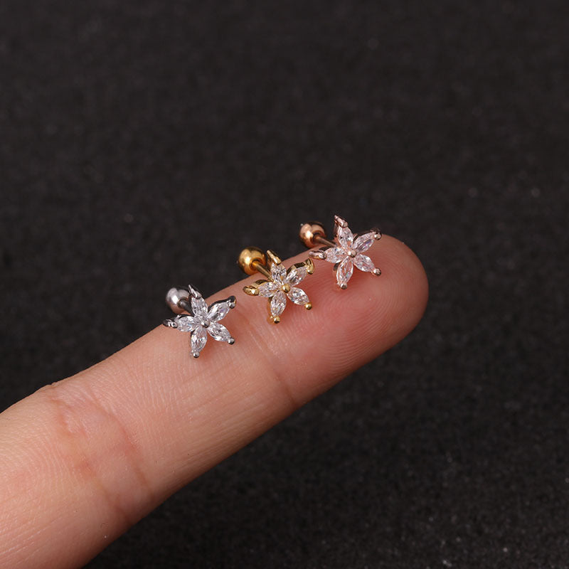 20G Cute Snow Heart Tiny Conch Piercings