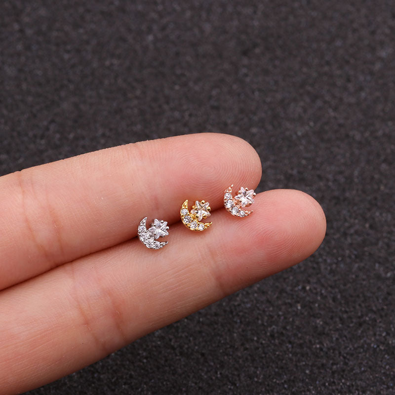 20G Rose Gold Celestial Star Tragus Ball Back Stud