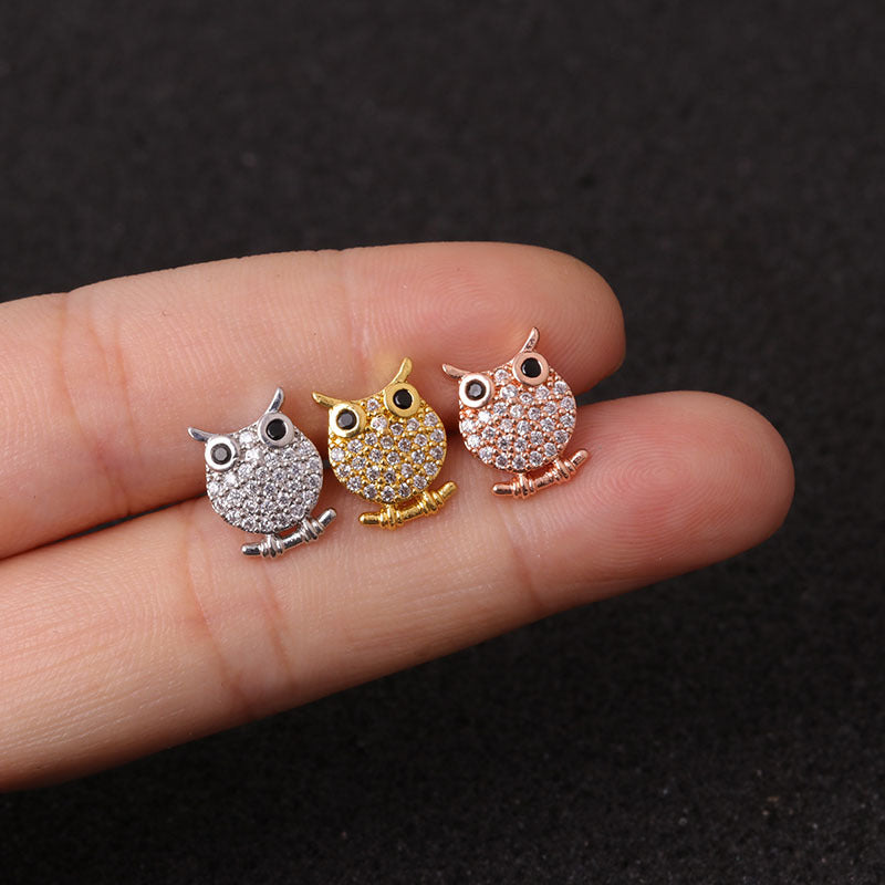 cartilage earrings, piercing jewelry, cartilage piercing, body jewelry, helix piercing, helix earrings, tragus piercing, owl earrings