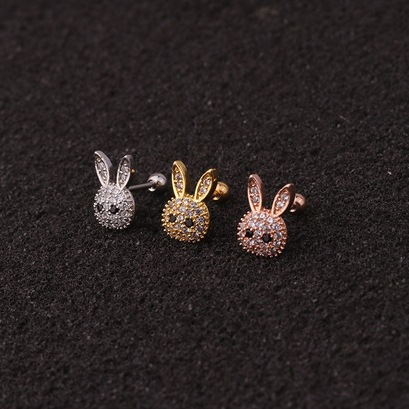 20G Surgical Steel Bunny Stud Helix Earrings 