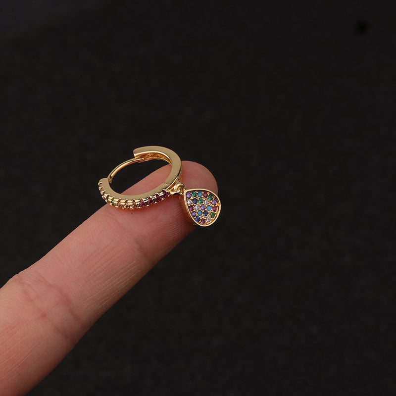 18K Gold Colorful Palm Tree CZ Cartilage Hoop | HSPJ213