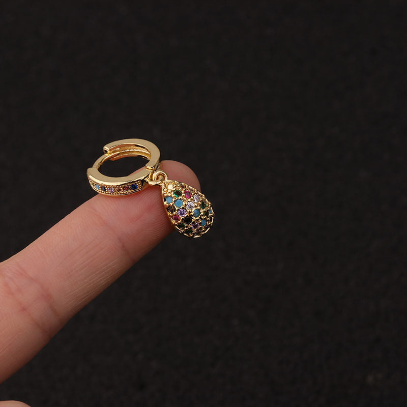 18K Gold Colorful Palm Tree CZ Cartilage Hoop | HSPJ213