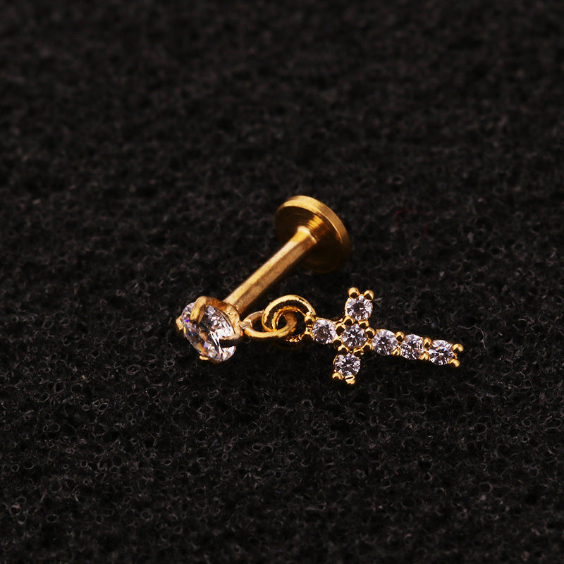 16G Cartilage Labret Back Earring, Lip Ring, Dangle Cartilage Earring | HSPJ216