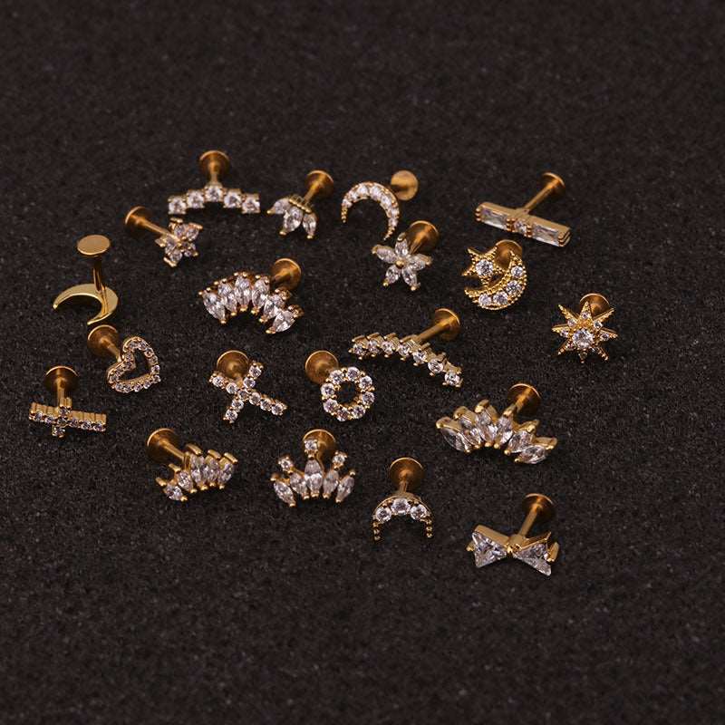 16G Cartilage Tiny Stud Earring, Labret Back Earrings, Lip Ring | HSPJ218