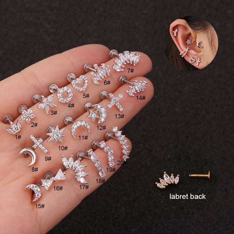 16G Cartilage Tiny Stud Earring, Labret Back Earrings, Lip Ring | HSPJ218