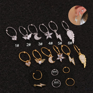 20G Surgical Steel Moon Dangle Huggies Earrings | HSPJ223