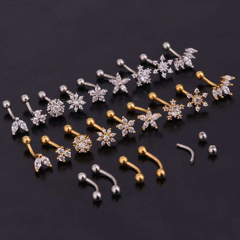 16G Flower Curved Barbell Rook Piercing