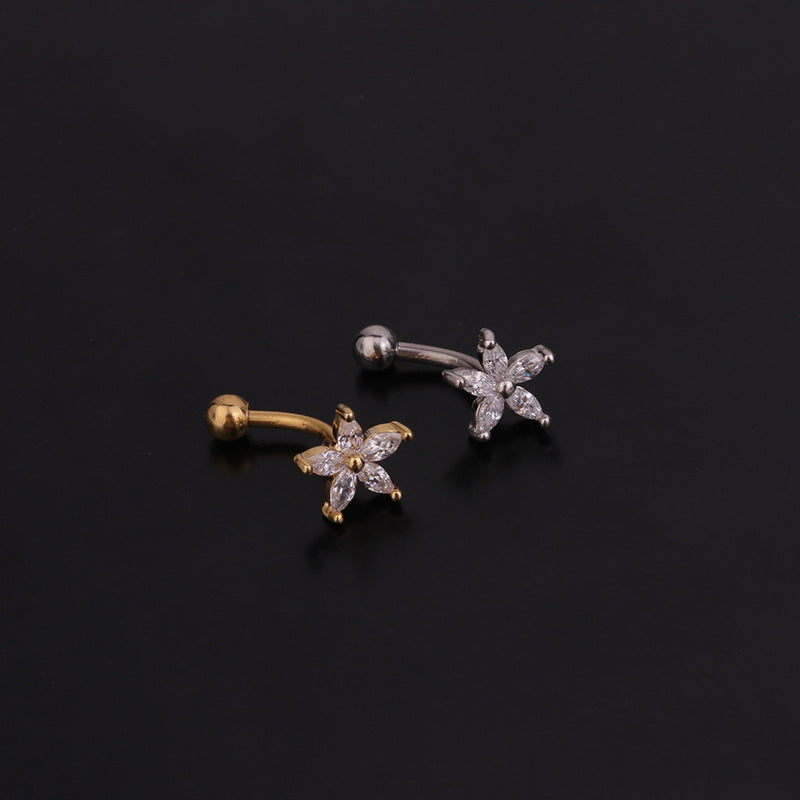 16G Flower Curved Barbell Eyebrow Ring
