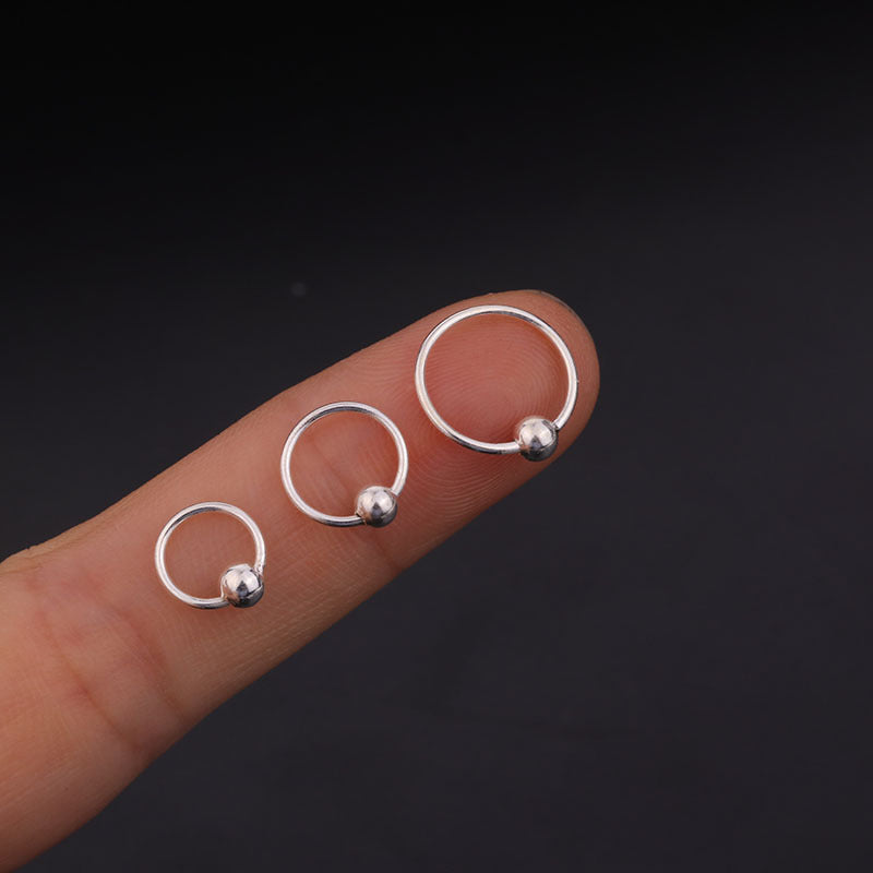 8mm 10mm Sterling Silver Ball Segment Hinged Hoop Piercing