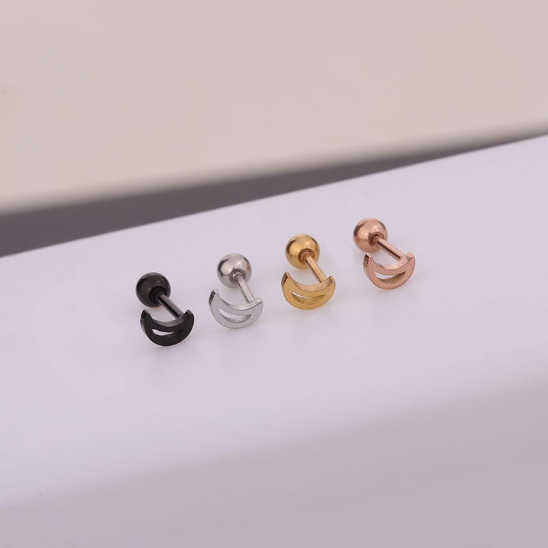 cartilage earrings, piercing jewelry, cartilage piercing, body jewelry, helix piercing, helix earrings, tragus piercing, moon earrings