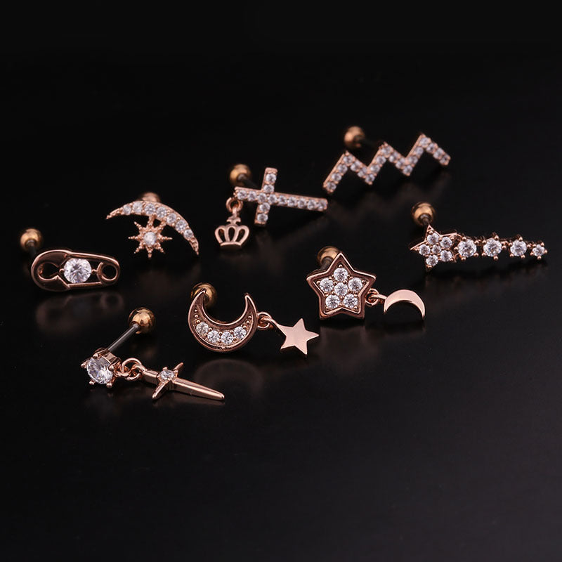 20G Cartilage Tiny Stud Earring Surgical Steel Earrings Celestial Earrings | HSPJ241