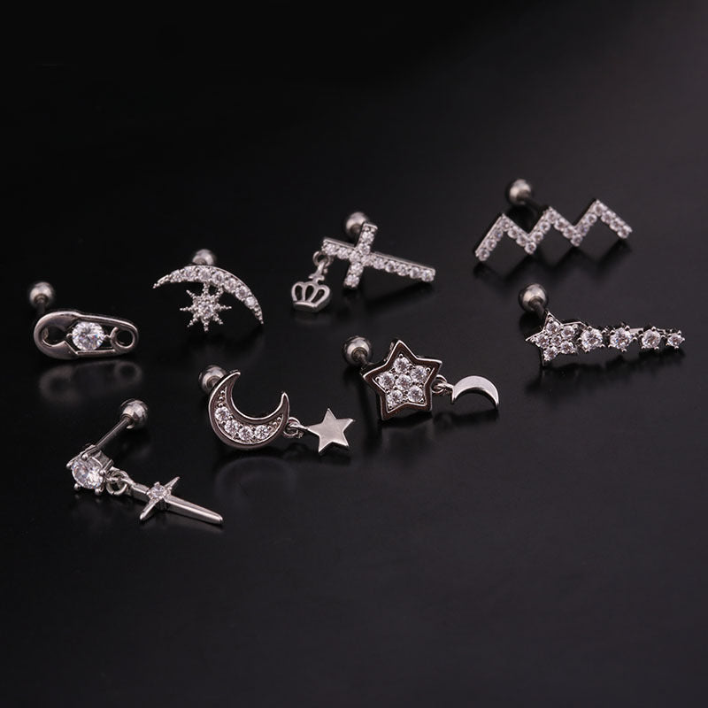 20G Cartilage Tiny Stud Earring Surgical Steel Earrings Celestial Earrings | HSPJ241