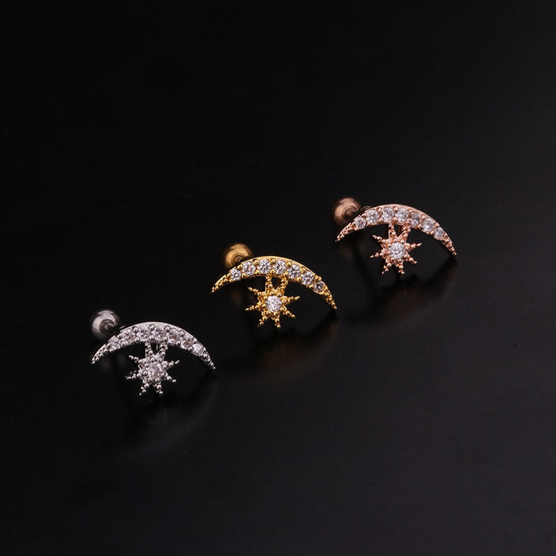 20G Cartilage Tiny Stud Earring Surgical Steel Earrings Celestial Earrings | HSPJ241