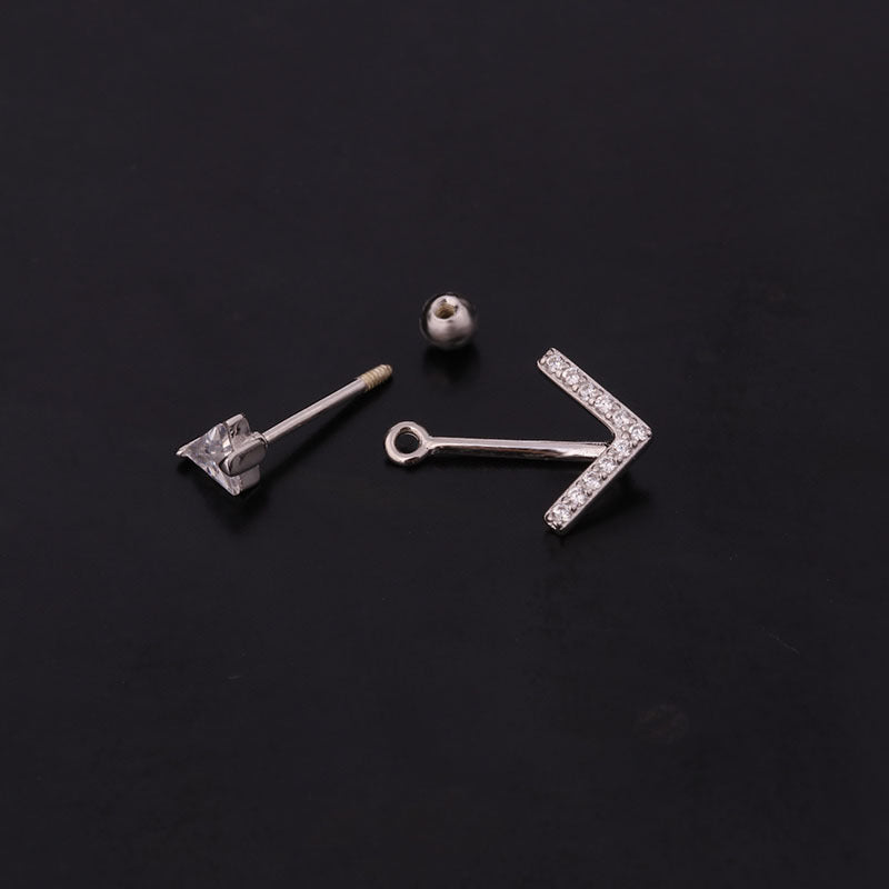 20G Sterling Silver Geometry Arrow Conch Tragus Stud Piercings