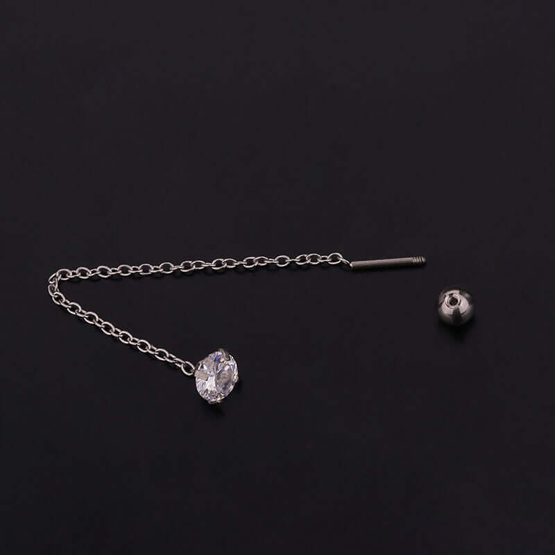 20G Hypoallergenic Bar Tragus Chain Link Stud