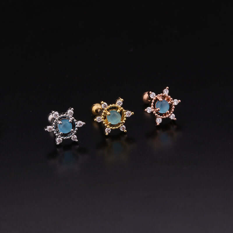 20G Colorful CZ Daith Conch Stud Earrings | HSPJ248