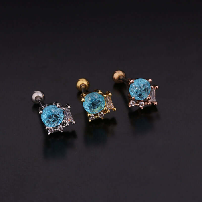 20G Colorful CZ Daith Conch Stud Earrings | HSPJ248