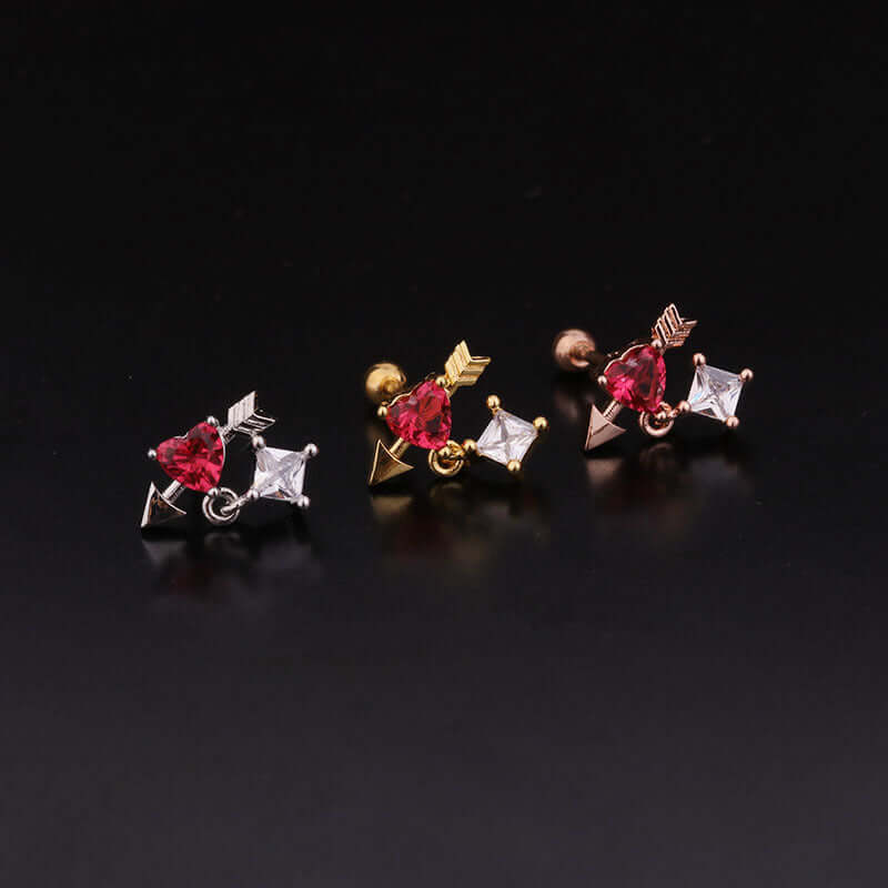 20G Colorful CZ Daith Conch Stud Earrings | HSPJ248