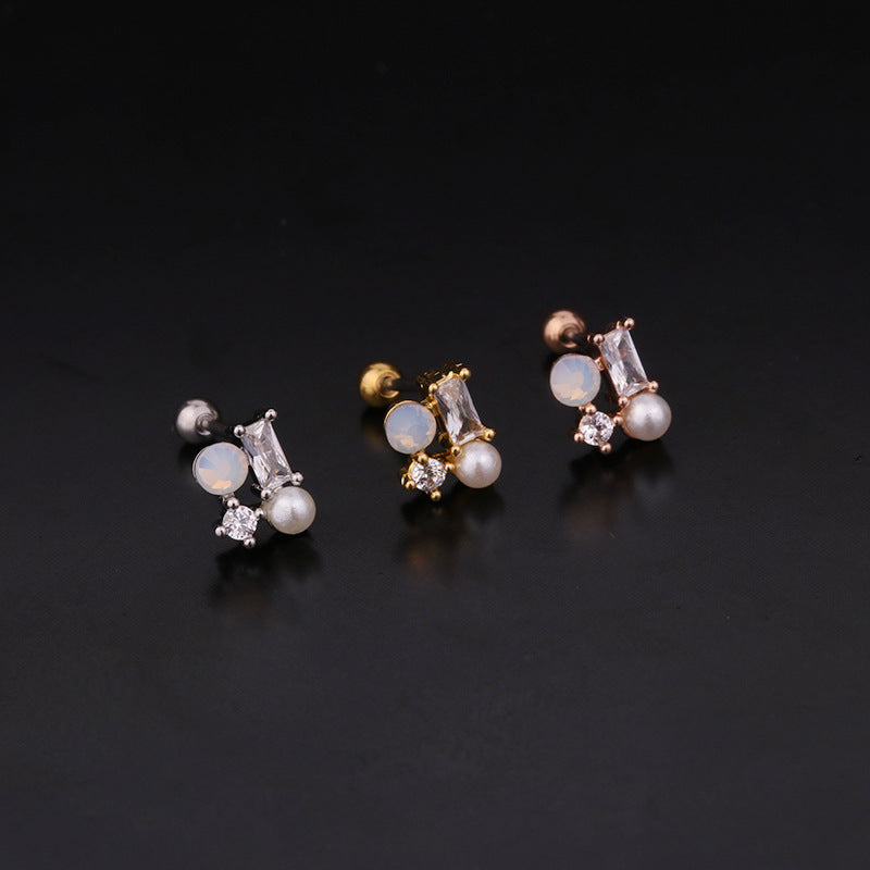 20G Hypoallergenic Rose Pearl Helix Cartilage Barbell Stud