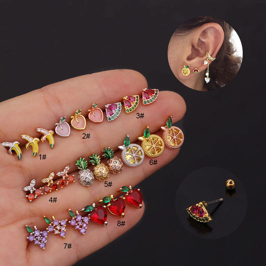 20G Cartilage Tiny Stud Earring, Fruit Stud Earrings | HSPJ253