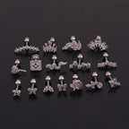 16G Leaf Curved Bar Conch Earrings Silver