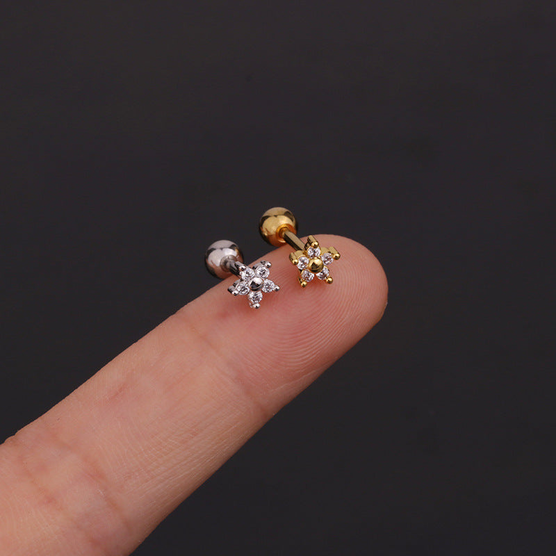 16G Cartilage Tiny Stud Earring, Flower Stud Earrings