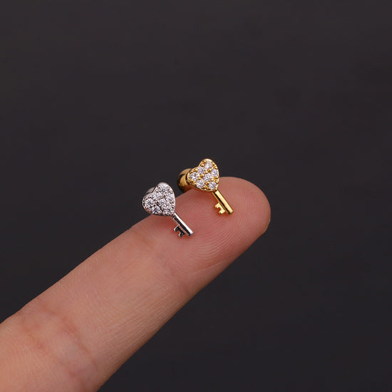 16G Heart Lock Cartilage Conch Earrings