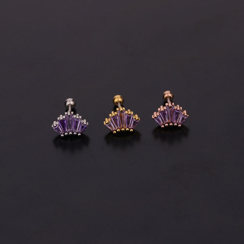 20G Purple CZ Cartilage Conch Piercing