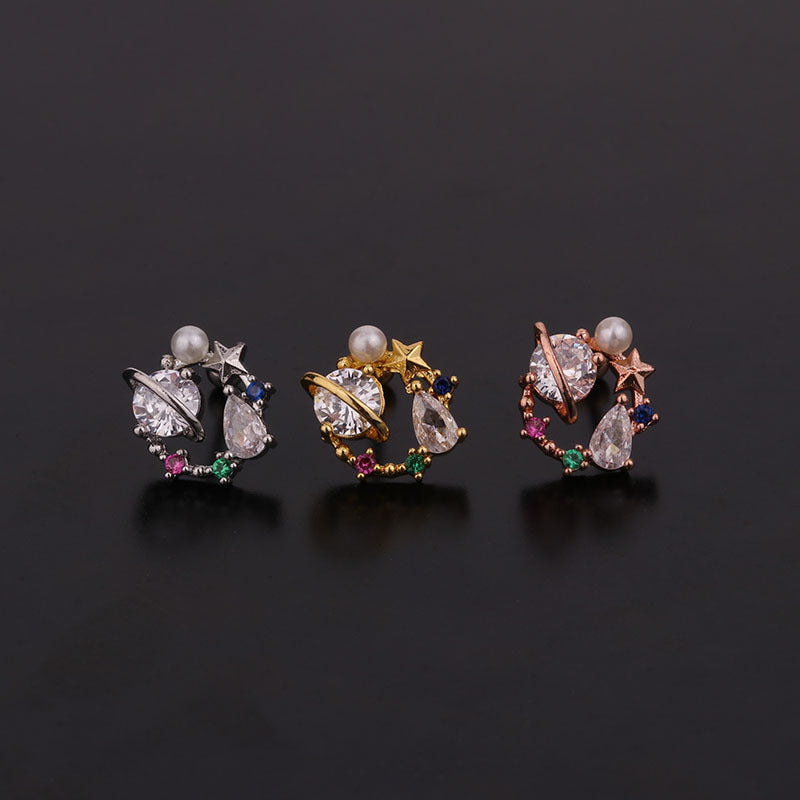 20G Purple CZ Cartilage Conch Piercing