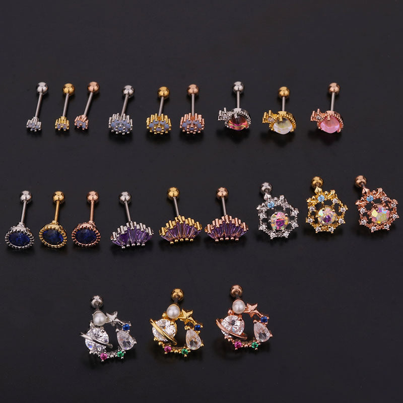 20G Purple CZ Cartilage Conch Piercing