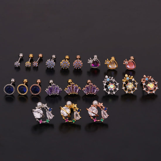 20G Purple CZ Cartilage Conch Piercing