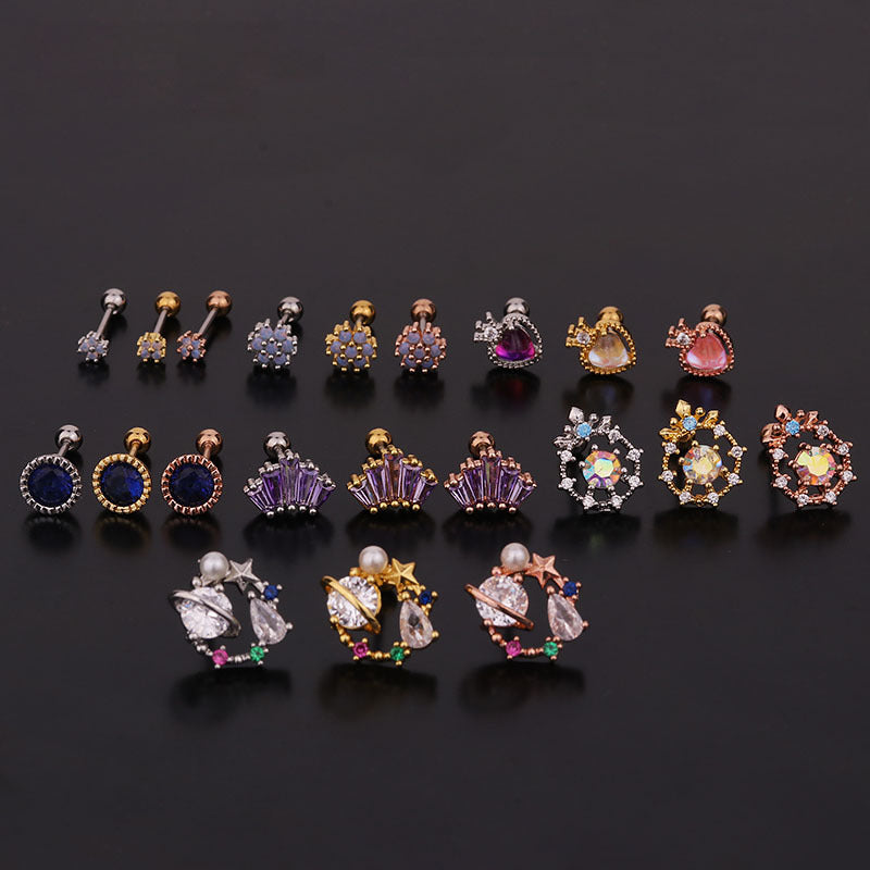 20G Purple CZ Cartilage Conch Piercing