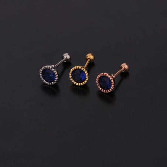 20G Purple CZ Cartilage Conch Piercing