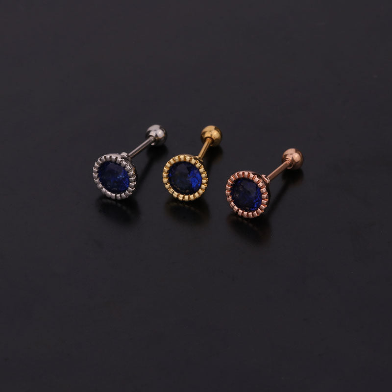 20G Purple CZ Cartilage Conch Piercing