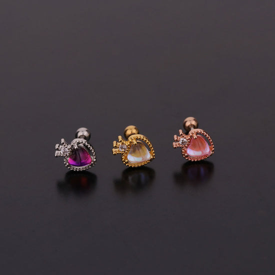 20G Purple CZ Cartilage Conch Piercing